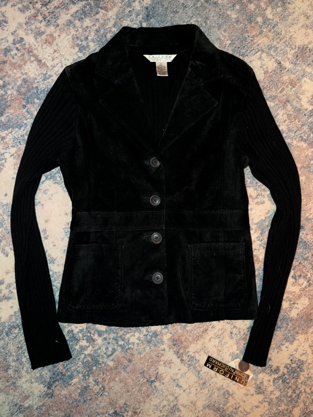 Vintage Black Velvet Blazer Sweater Jacket